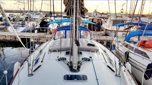 Sailboat moored in the port of Alghero