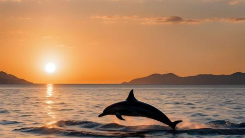 Dolphin swimming in the crystal-clear waters of the Gulf of Cagliari