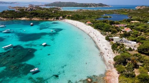 Top view of the crystal-clear waters of the La Maddalena archipelago