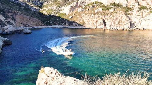 Boat in the sea of the Gulf of Cagliari