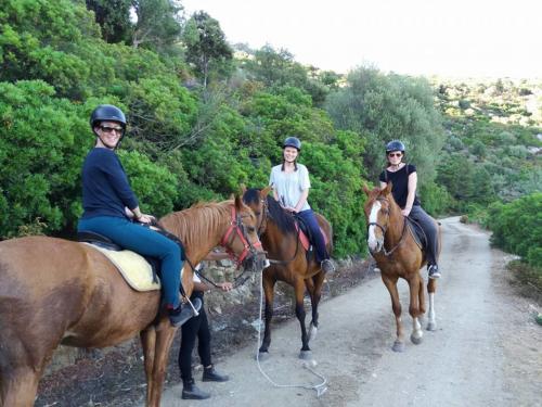 People riding horses surrounded by nature in Orosei