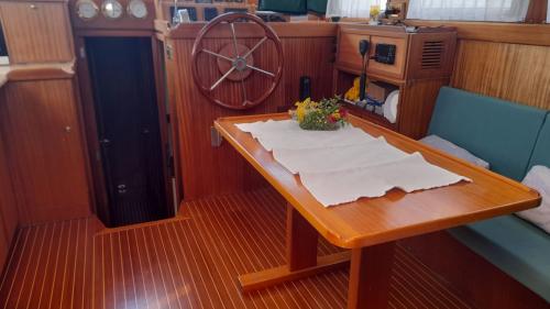 Interior of the vintage sailing ship in Costa Smeralda