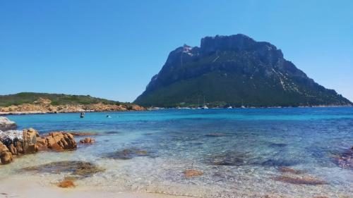 Blick auf die Insel Tavolara vom Strand von Porto San Paolo