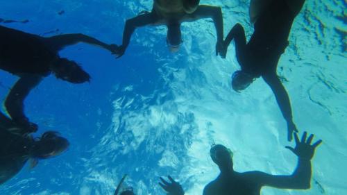 Gruppe von Personen beim Schnorcheln in Cala Moresca