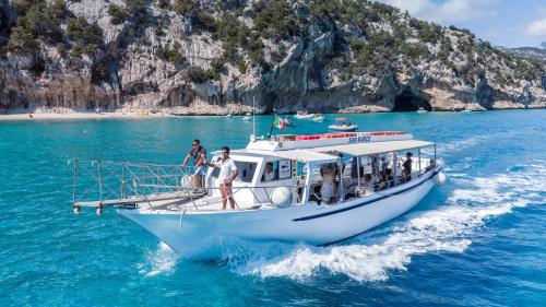 Motorship during a tour in the Gulf of Orosei in eastern Sardinia