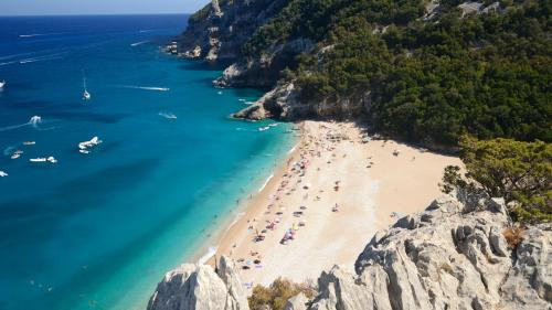 Top view of Cala Biriola beach in the Gulf of Orosei