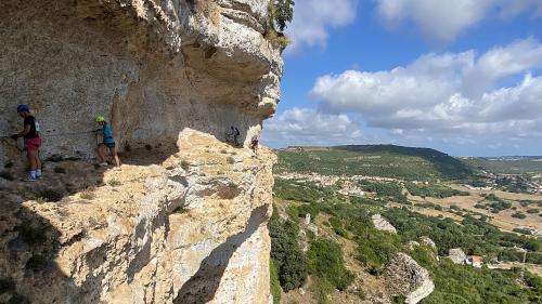 People during the hike on the via Ferrata di Giorré in Cargeghe