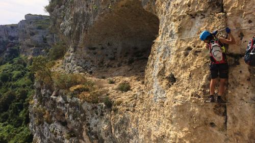 The limestone rocks of the Giorrè via ferrata near Sassari