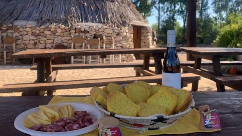 Degustazione tipica sarda con pane e formaggio aromatizzato allo zafferano durante esperienza con pastore 